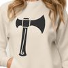 Hand Tool Icon Design A graphic representation of a traditional axe with a rounded handle and sharp blade.