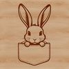 Cute Rabbit Silhouette Peek A detailed illustration of a rabbit's head peeking out from behind something.