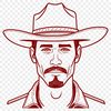 Classic Western Character Illustration A classic illustration of a cowboy in western attire, suitable for vector graphics and digital art.