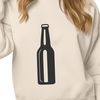 A detailed illustration of a beer bottle with a label and cap.