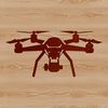 A vector illustration of an unmanned aerial vehicle (UAV) or drone in flight.