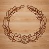 Floral Border Clip Art A digital illustration of a circular arrangement of flowers and foliage, suitable for cutting machines or laser cutters.