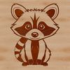 A stylized illustration of a raccoon in various poses and expressions for use as vector clip art.