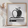 Apple Book Cover Illustration A digital illustration of a book with an apple logo on the cover, suitable for educational purposes.