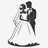 Beautiful Bride and Groom Artwork A traditional wedding illustration with bride and groom exchanging vows, ideal for vector art projects.