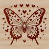 Love Heart Winged Beauty A colorful butterfly with love hearts on its wings, suitable for gardening projects.