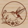 Beautiful Floral Bird SVG Design A vibrant illustration of a hummingbird in flight, surrounded by flowers.