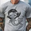 Mythical Aquatic Beauty in Digital Vector Format A mythical aquatic creature with a human upper body and fish tail, depicted in a digital vector format.