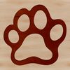 A collection of animal paw prints in various sizes.