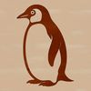 A black and white illustration of a group of penguins standing together on a rocky shoreline.