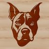 Vector Graphics of a Pitbull's Face A digital illustration of a Pitbull's head, designed as a vector image suitable for various applications.