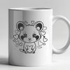 Whimsical Possum Design A whimsical illustration of a possum with love hearts surrounding its body.