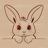 Hand-Drawn Bunny Silhouette A detailed illustration of a rabbit's head from various angles.