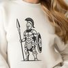 Battle-Ready Spartan Warrior in Vector Armor Ancient Greek warrior in full battle armor, designed as a vector graphic for digital use.
