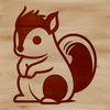 A simple line-drawn illustration of a cute squirrel animal in vector format.