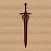 Single-Edged Sword Silhouette A single-edged blade with a hilt and guard, designed for various crafting and design applications.