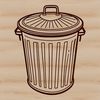 A simple vector illustration of a trash can with a lid, suitable for graphic design and digital cutting.