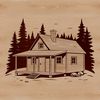 A simple cabin illustration designed as vector art.