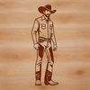 A digital illustration of a cowboy in a traditional outfit, suitable for vector art and cutting machine designs.
