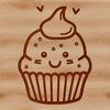 A simple line-drawn illustration of a cupcake on a white background.