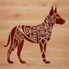 A high-quality illustration of a Doberman Pinscher standing on its hind legs.