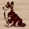 Free Downloadable Dog Breed Illustration A small, fluffy dog breed, specifically a Corgi, sitting in a relaxed pose.