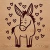 Adorable Standing Donkey SVG Graphic An adorable donkey standing proudly with love hearts surrounding its body.