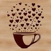 SVG Heart-Shaped Cup Artwork A vector illustration of a cup with heart-shaped designs on it.