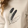 SVG Feather Design Template A detailed illustration of a single bird feather, suitable for use as vector art in designs.
