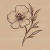 Nature-Inspired Clipart for Crafting A detailed illustration of a single wild flower against a simple background.