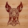 Ornate Dog Portrait Vector A high-quality illustration of a Doberman Pinscher's head with ornate details.
