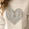 A colorful, intricate heart design created using vector art, perfect for cutting machines or laser cutters.
