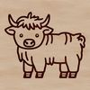 Free Standing Farm Animal Vector Art A standing Highland cow with a rugged coat pattern, typical of the breed.