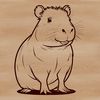 A detailed illustration of a capybara, a large rodent found in South America, designed as a vector graphic.
