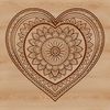 A geometric pattern featuring interconnected hearts in a mandala design.