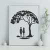 Beautiful Love Tree Illustration A stylized illustration of a tree with intertwined branches and roots, symbolizing love and unity.