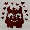 Heartfelt Cuddle Monster Design A cuddly monster with love hearts surrounding it, suitable as clip art for various designs and crafts.