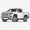 Detailed Pickup Truck SVG Design A detailed illustration of a rugged pickup truck with a flatbed and wheels.