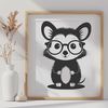 Cute Wildlife Portrait in SVG Format A digital illustration of a possum wearing glasses in a natural environment.