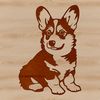 Vector Welsh Corgi Silhouette A stylized vector illustration of a sitting Welsh Corgi dog breed, suitable for digital design and printing.