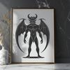 The Devil's Visage: A Horned Portrait A detailed illustration of the devil's face with horns and a pointed beard.