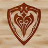A vector illustration of a medieval-style shield with intricate details, suitable for use in graphic design projects.
