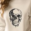 Gothic Skull Graphics with Dripping Effect A graphic illustration of a skull with dripping effects, suitable for vector art projects.