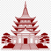 Traditional Temple Structure SVG Design A digital illustration of a traditional Buddhist temple structure with ornate details and intricate designs.