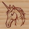 A vector illustration of a mythical unicorn's head with a fantastical design.