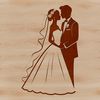 Simple Wedding Clip Art A couple exchanging vows on their special day, depicted in a clean and simple vector style.
