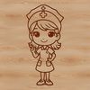 Female healthcare professional wearing a uniform and cap, suitable for vector art and design.