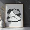 Cloudy Day Clip Art A stylized illustration of a fluffy white cloud in various shapes and sizes.