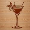 A colorful cocktail in a glass, illustrated as a vector graphic.