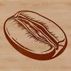 A single coffee bean with distinct creases and ridges, suitable for crafting or design projects.